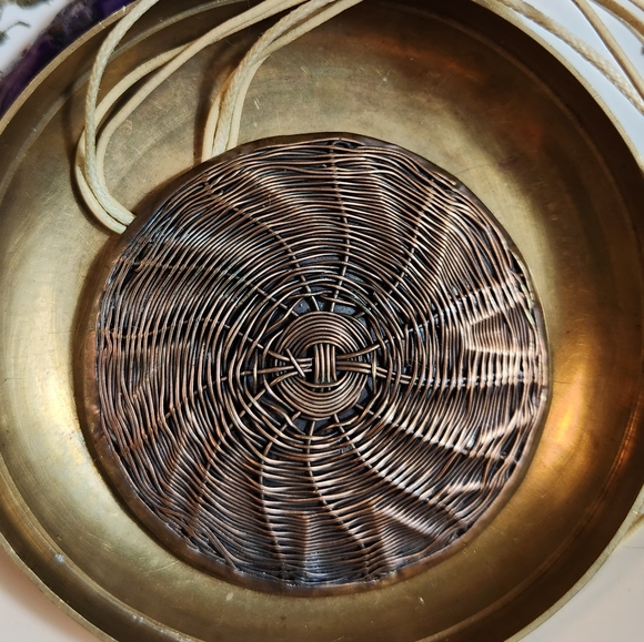 Handcrafted, Woven Earrings And XL, Vintage Copper Necklace - Picture 4 of 6